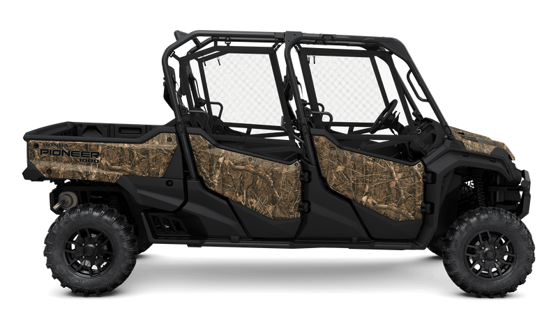 NEW 2025 HONDA PIONEER 10006 DELUXE CREW  in a TRUETIMBER ATERA CAMO exterior color. Family PowerSports (877) 886-1997 familypowersports.com