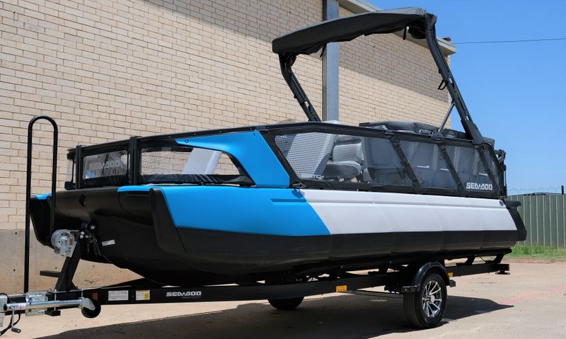 2024 SEADOO PB SWT SPORT 18 230 CAT BE GALV 24  in a BLUE exterior color. Family PowerSports (877) 886-1997 familypowersports.com 