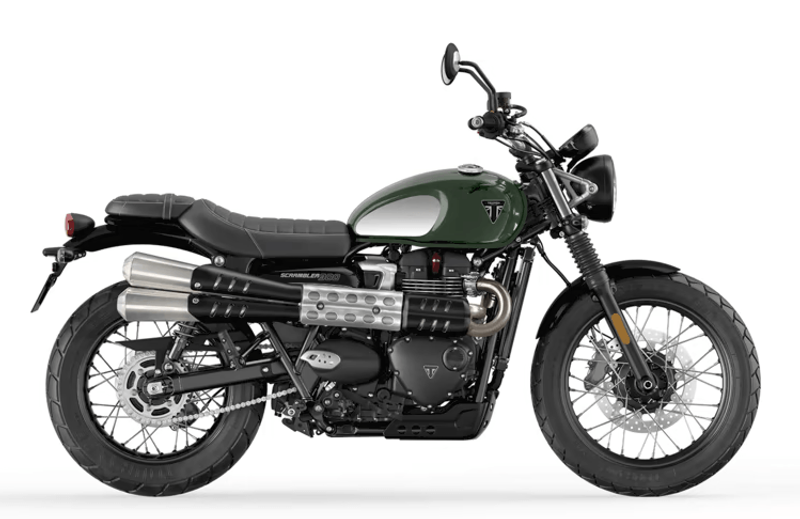 2023 Triumph Scrambler 900 Chrome  in a Brooklands Green Chrome Edition exterior color. Motorcycles of Dulles 571.934.4450 motorcyclesofdulles.com 