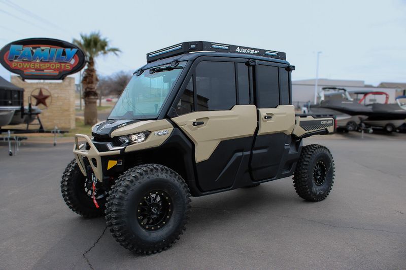 2025 Can-Am DEFENDER MAX LIMITED CAB HD10 DESERT TAN AND STEALTH BLACKImage 1