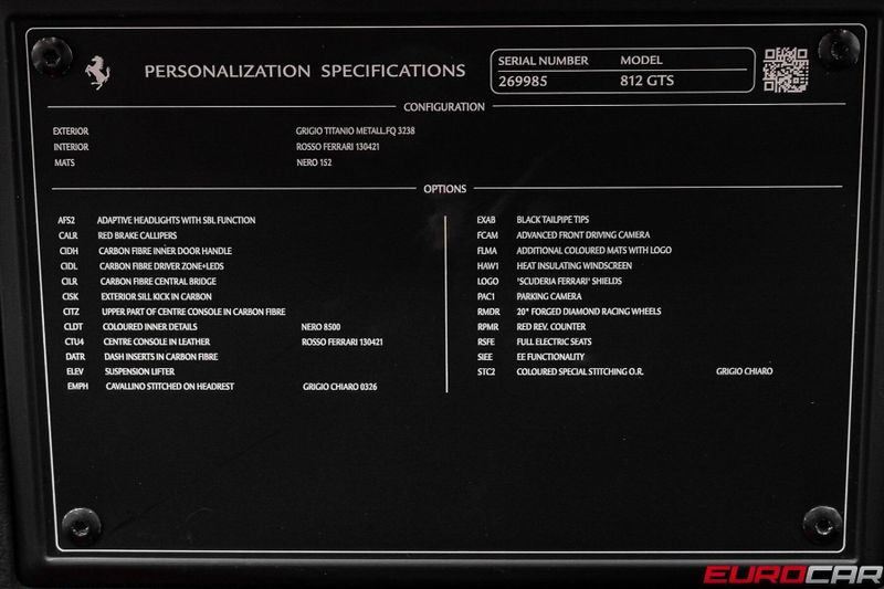 2022 Ferrari 812 GTS *CARBON FIBER INTERIOR * SUSPENSION LIFTER*Image 22