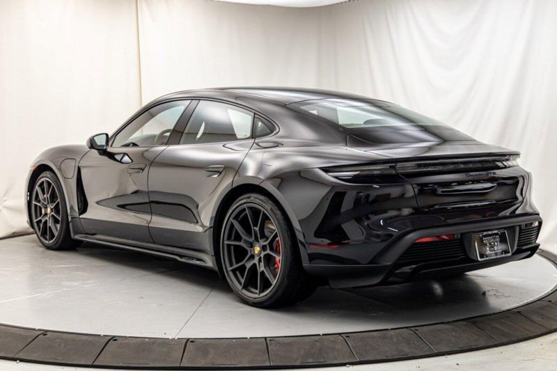 2024 Porsche Taycan GTS in a Jet Black Metallic exterior color and Blackinterior. Lotus Manhattan 347-395-5714 lotusmanhattan.com 