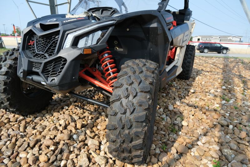 2023 Can-Am MAVERICK X3 X DS TURBO RR 64 DESERT TAN AND CARBON BLACK AND MAGMA REDImage 13