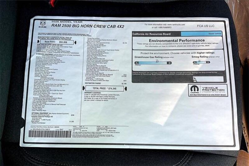 New 2026 RAM 2500 Big Horn Crew Cab 4x2 6