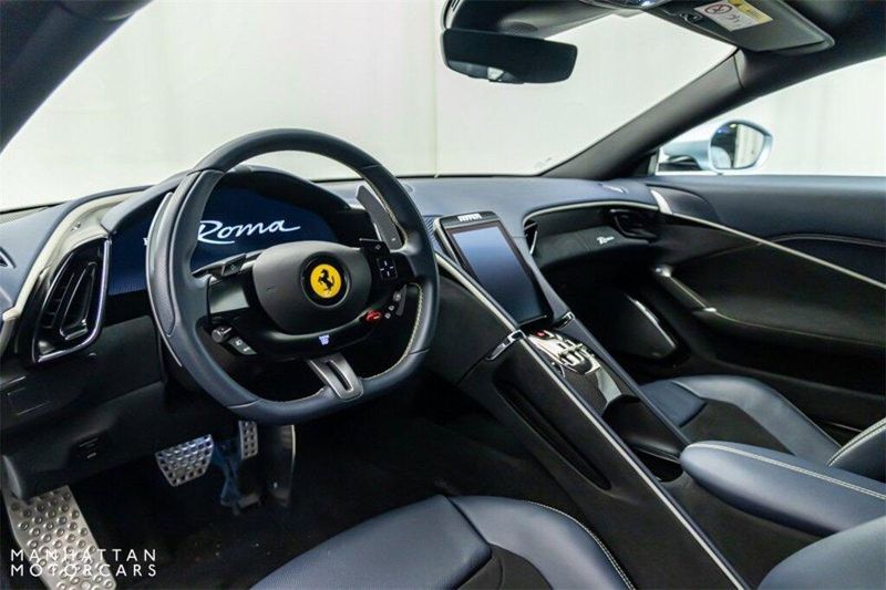 2021 Ferrari Roma  in a Grigio Alloy Metallic exterior color and Blu Mediointerior. Lotus Manhattan 347-395-5714 lotusmanhattan.com 