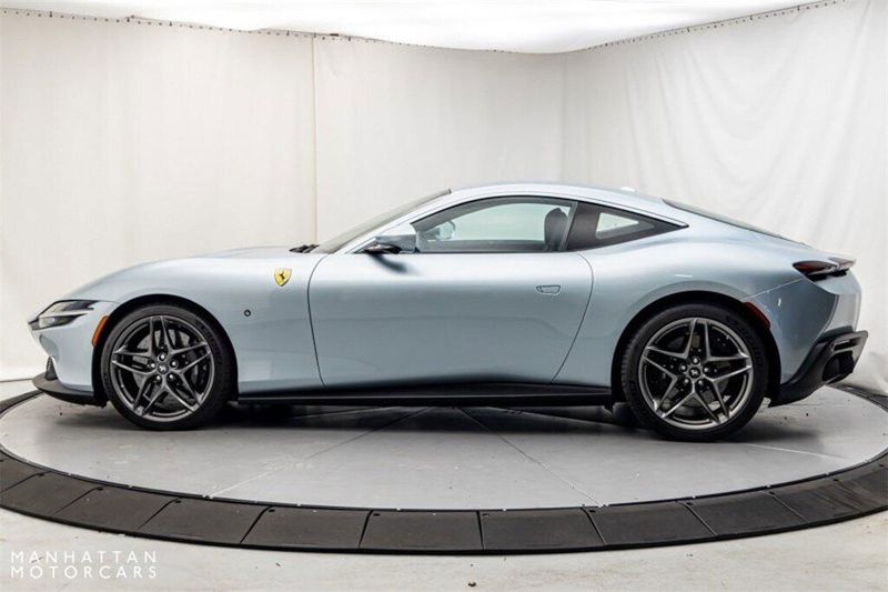 2021 Ferrari Roma  in a Grigio Alloy Metallic exterior color and Blu Mediointerior. Lotus Manhattan 347-395-5714 lotusmanhattan.com 