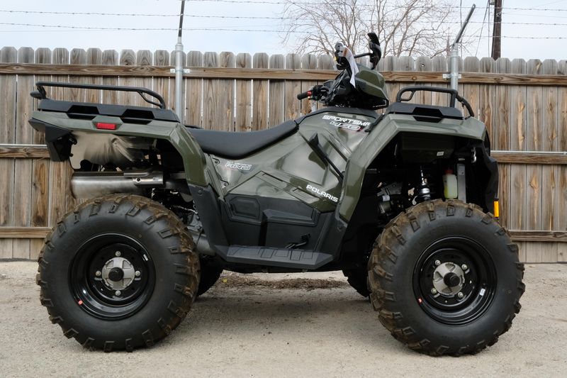 2025 POLARIS SPORTSMAN 450 HO EPS SAGE GREEN in a SAGE GREEN exterior color. Family PowerSports (877) 886-1997 familypowersports.com 