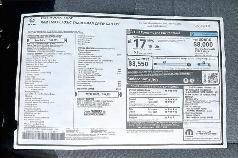 2024 RAM 1500 Classic Tradesman Crew Cab 4x4 5