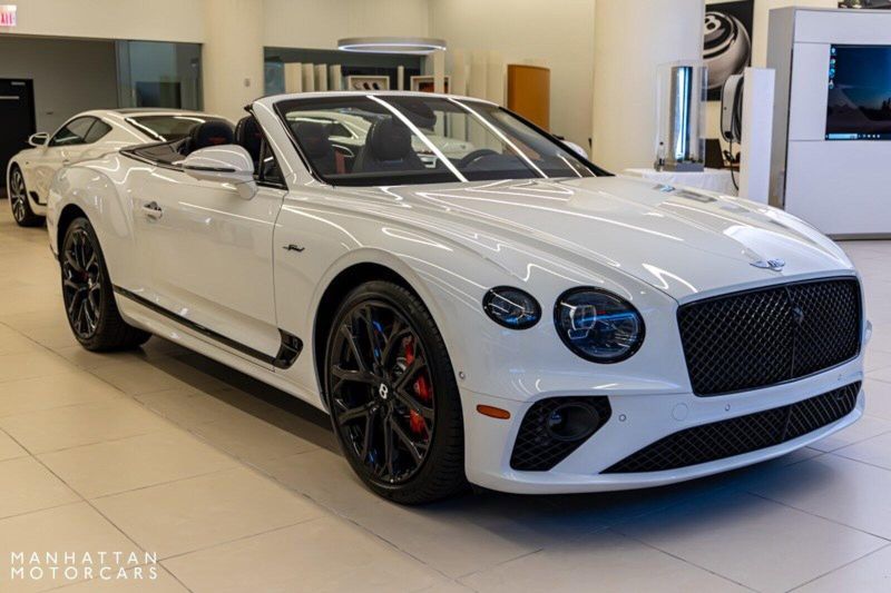 2024 Bentley Continental GT Speed Convertible in a Glacier White exterior color and Hotspur & Belugainterior. Lotus Manhattan 347-395-5714 lotusmanhattan.com 