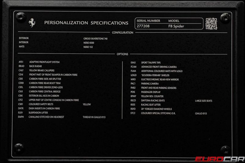 2022 Ferrari F8 Spider *HUGE CARBON OPTIONS * PASSENGER DISPLAY*Image 14