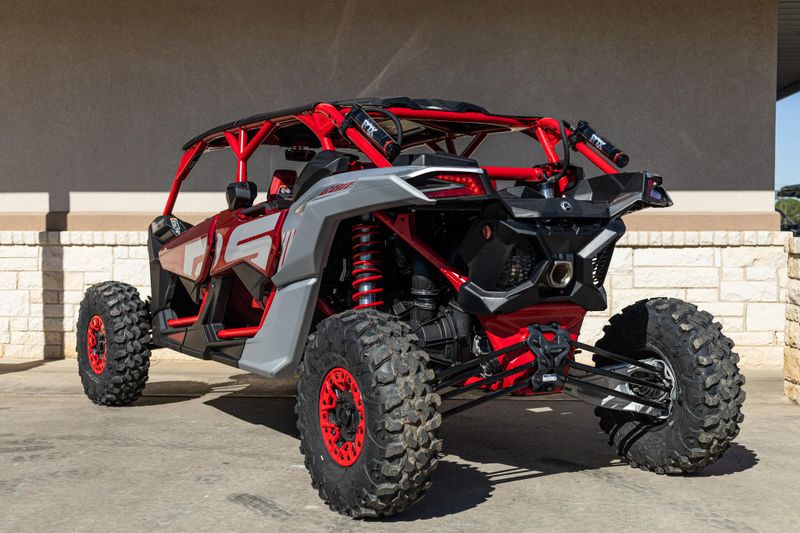 2025 Can-Am MAVERICK X3 MAX X RS TURBO RR WITH SMARTSHOX FIERY RED AND HYPER SILVERImage 4