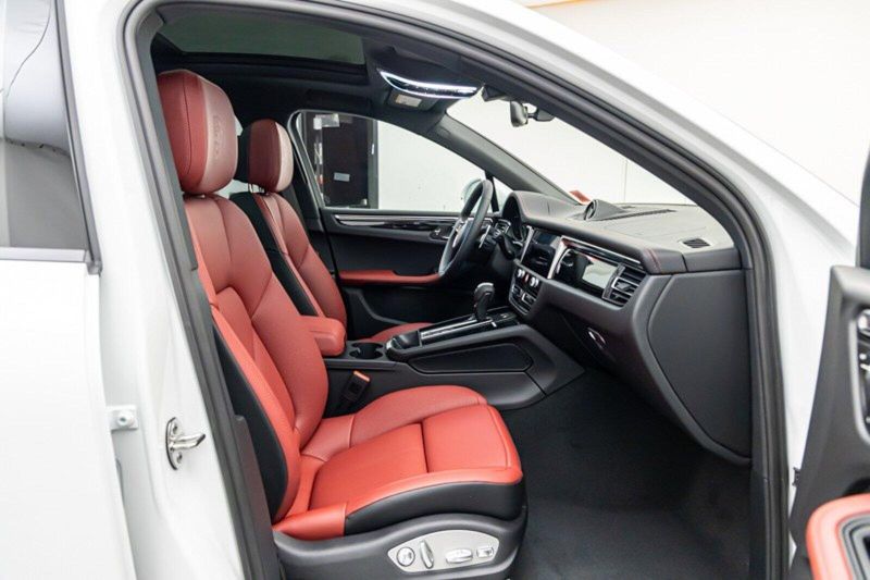 2024 Porsche Macan  in a White exterior color and Black/Bordeaux Redinterior. Lotus Manhattan 347-395-5714 lotusmanhattan.com 