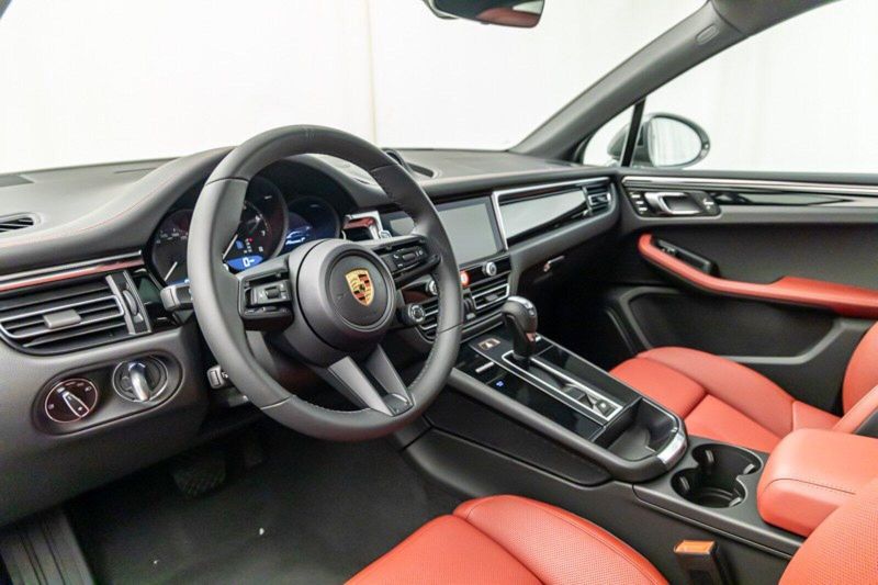 2024 Porsche Macan T in a White exterior color and Black/Bordeaux Redinterior. Lotus Manhattan 347-395-5714 lotusmanhattan.com 