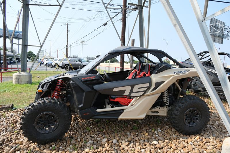 2023 Can-Am MAVERICK X3 X DS TURBO RR 64 DESERT TAN AND CARBON BLACK AND MAGMA REDImage 1