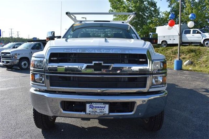 2023 Chevrolet Silverado 5500HD Work Truck in a Summit White exterior color and Dark Ash Seats With Jet Black Interior Accentsinterior. Raymond Auto Group 888-703-9950 raymonddeals.com 