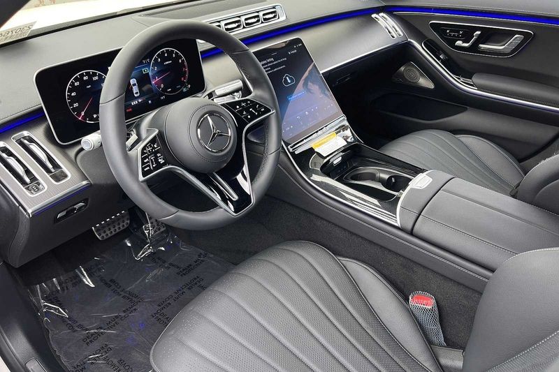 2023 Mercedes-Benz S-Class S 500 in a MANUFAKTUR Diamond White exterior color and Blackinterior. SHELLY AUTOMOTIVE shellyautomotive.com 