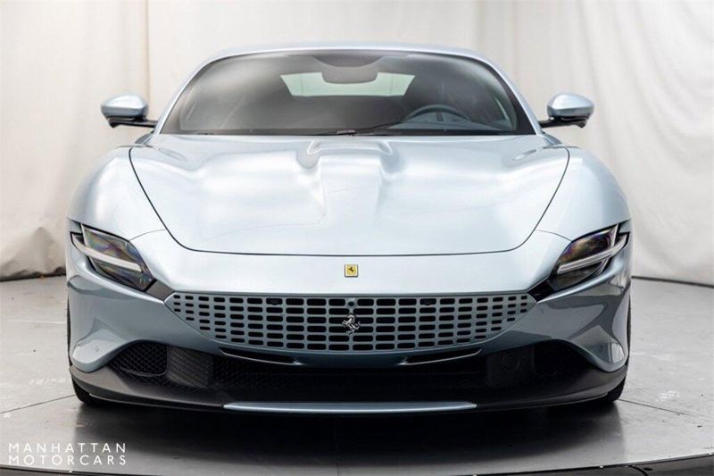 2021 Ferrari Roma  in a Grigio Alloy Metallic exterior color and Blu Mediointerior. Lotus Manhattan 347-395-5714 lotusmanhattan.com 