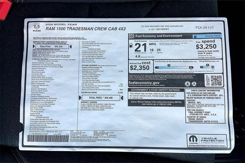 New 2026 RAM 1500 Tradesman Crew Cab 4x2 5
