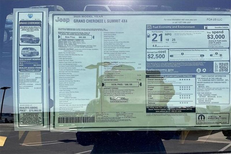 New 2025 Jeep Grand Cherokee L Summit 4x4Image 16