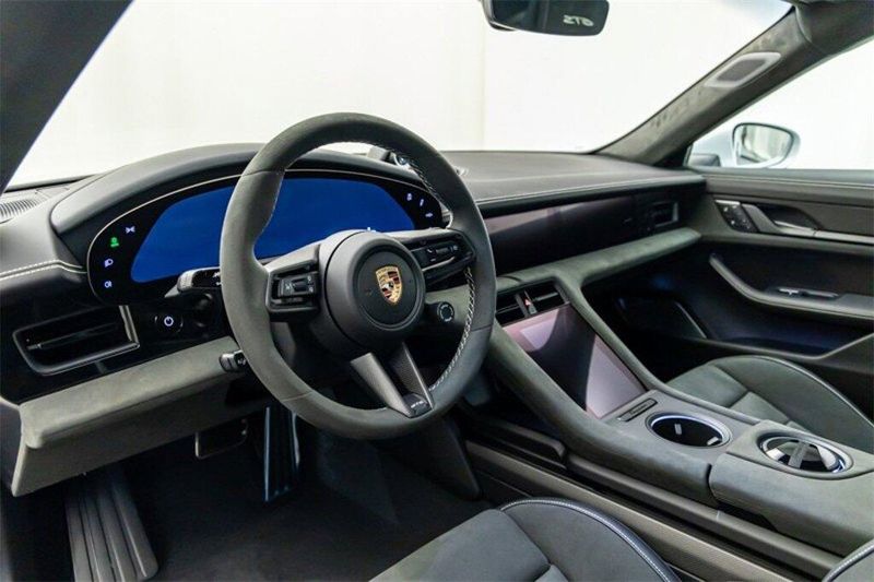 2024 Porsche Taycan GTS in a Ice Grey Metallic exterior color and Chalkinterior. Lotus Manhattan 347-395-5714 lotusmanhattan.com 