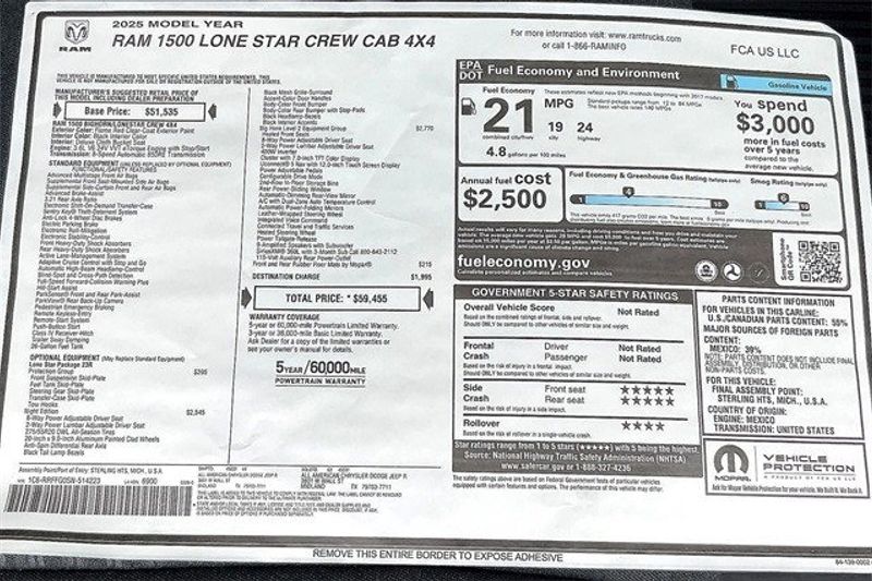 2025 RAM 1500 Lone Star Crew Cab 4x4 5