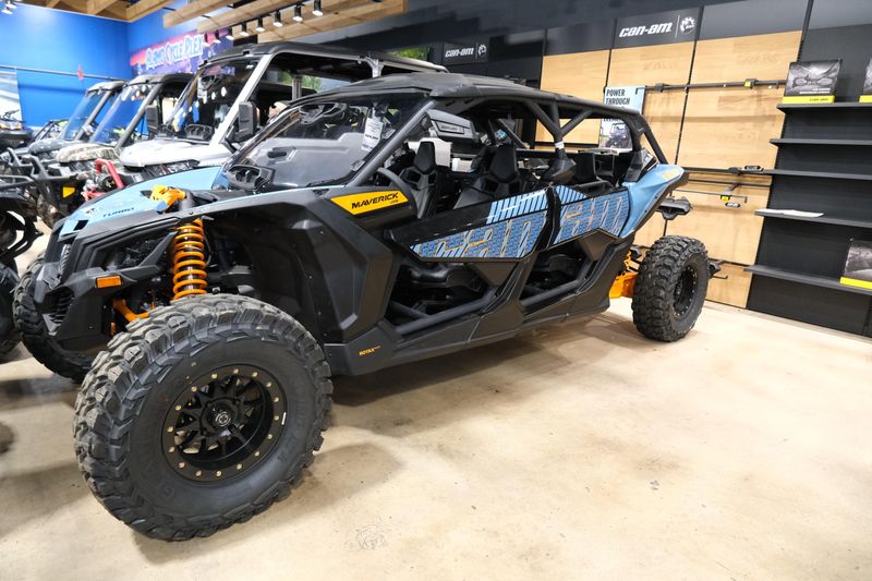 2025 CAN-AM MAVERICK X3 MAX DS TURBO SCANDI BLUE AND ORANGE CRUSH in a SCANDI BLUE AND ORANGE CRUSH exterior color. Family PowerSports (877) 886-1997 familypowersports.com 