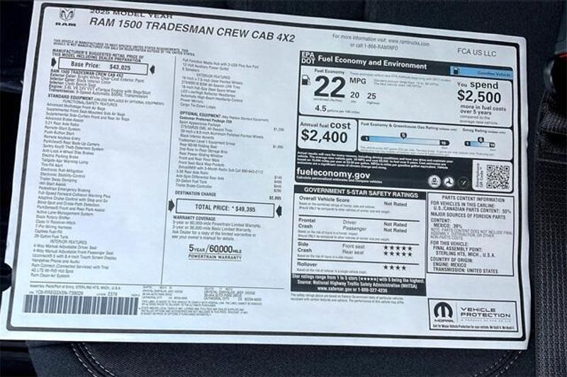 New 2025 RAM 1500 Tradesman Crew Cab 4x2 5