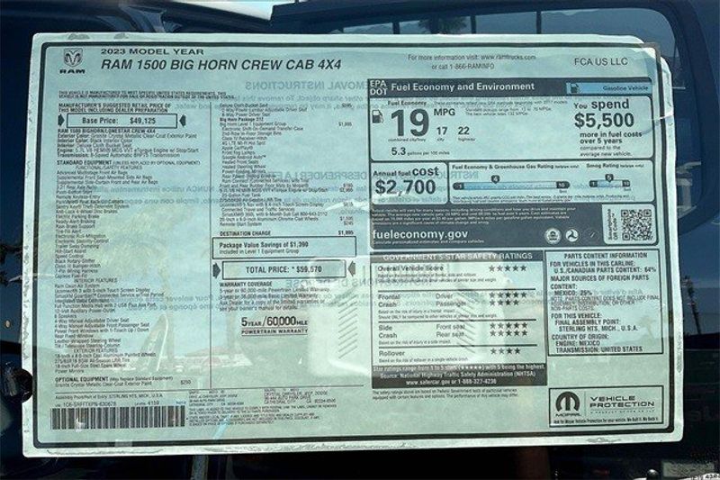2023 RAM 1500 Big Horn Crew Cab 4x4 5