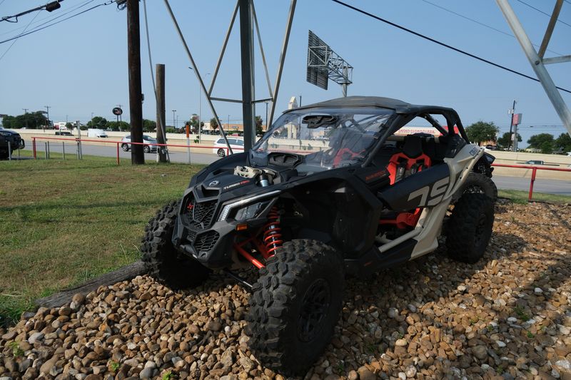 2023 Can-Am MAVERICK X3 X DS TURBO RR 64 DESERT TAN AND CARBON BLACK AND MAGMA REDImage 4