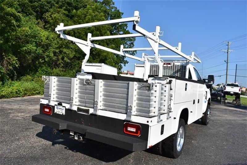 2023 Chevrolet Silverado 5500HD Work Truck in a Summit White exterior color and Dark Ash Seats With Jet Black Interior Accentsinterior. Raymond Auto Group 888-703-9950 raymonddeals.com 
