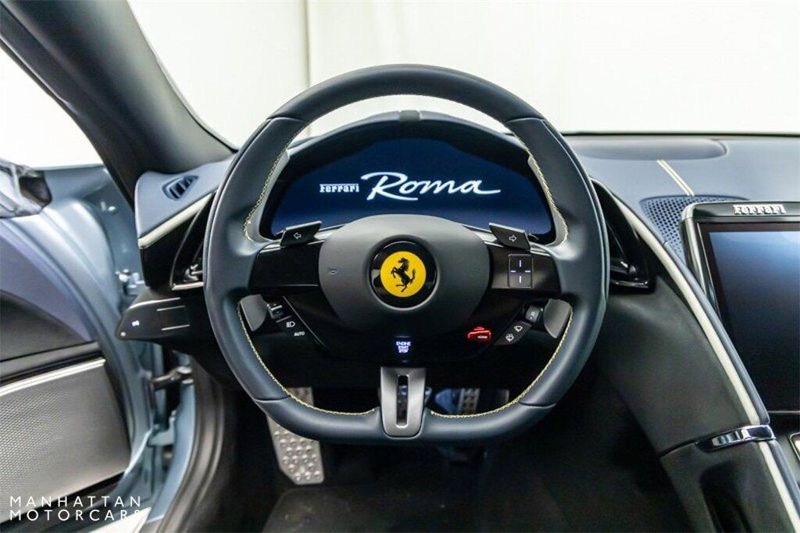 2021 Ferrari Roma  in a Grigio Alloy Metallic exterior color and Blu Mediointerior. Lotus Manhattan 347-395-5714 lotusmanhattan.com 