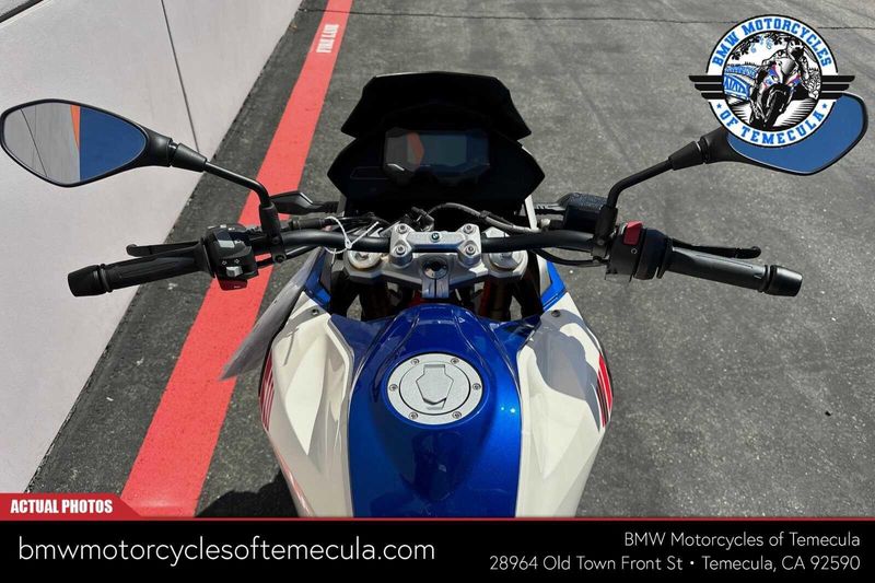 2024 BMW G 310 GS in a POLAR WHITE/RACING BLUE exterior color. BMW Motorcycles of Temecula – Southern California (951) 506-6903 bmwmotorcyclesoftemecula.com 