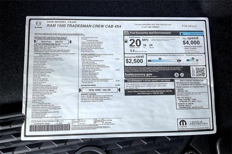 New 2026 RAM 1500 Tradesman Crew Cab 4x4 5