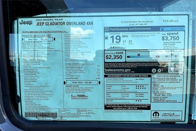 2023 Jeep Gladiator Overland 4x4Image 16