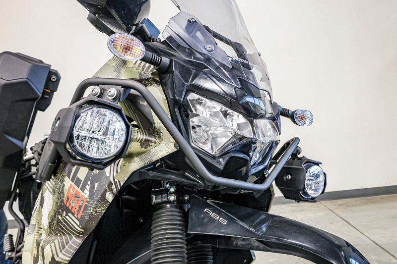 2025 KAWASAKI KLR 650 ADVENTURE ABS  CYPHER CAMO TANMETALLIC MATTE CARBON GRAY in a CYPHER CAMO TAN/METALLIC MATTE CARBON GRAY exterior color. Family PowerSports (877) 886-1997 familypowersports.com 