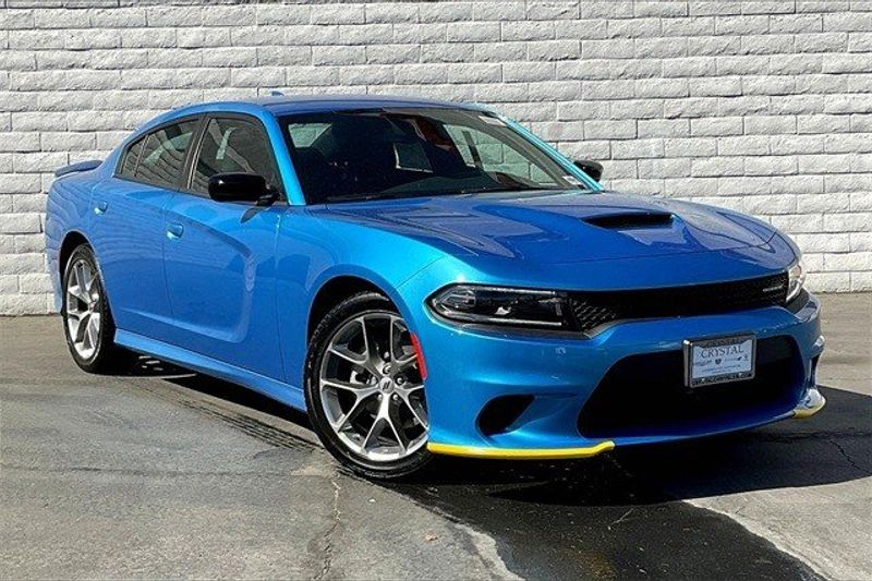 2023 Dodge Charger Gt Rwd in a B5 Blue exterior color and Blackinterior. Crystal Chrysler Jeep Dodge Ram (760) 507-2975 pixelmotiondemo.com 