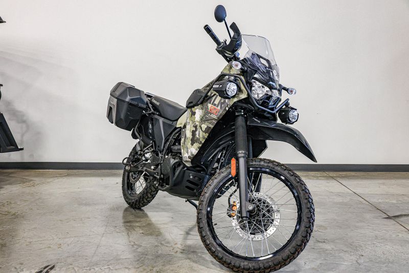 2025 KAWASAKI KLR 650 ADVENTURE ABS  CYPHER CAMO TANMETALLIC MATTE CARBON GRAY in a CYPHER CAMO TAN/METALLIC MATTE CARBON GRAY exterior color. Family PowerSports (877) 886-1997 familypowersports.com 