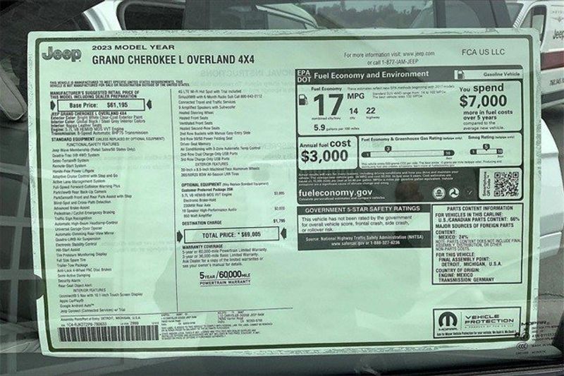 2023 Jeep Grand Cherokee L Overland 4x4Image 16