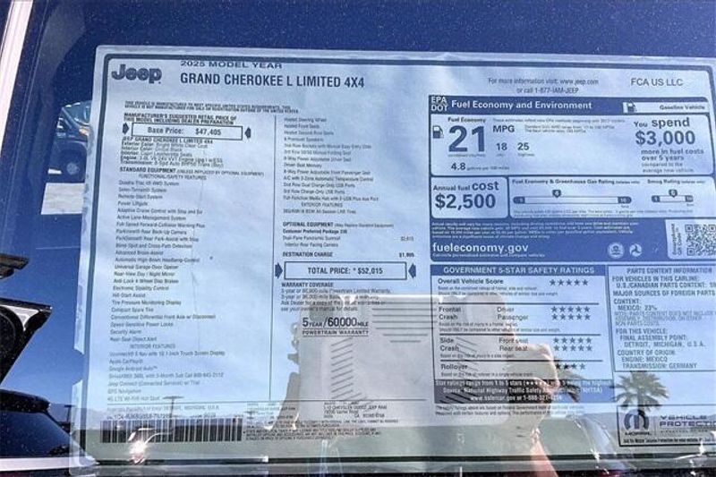 New 2025 Jeep Grand Cherokee L Limited 4x4Image 15