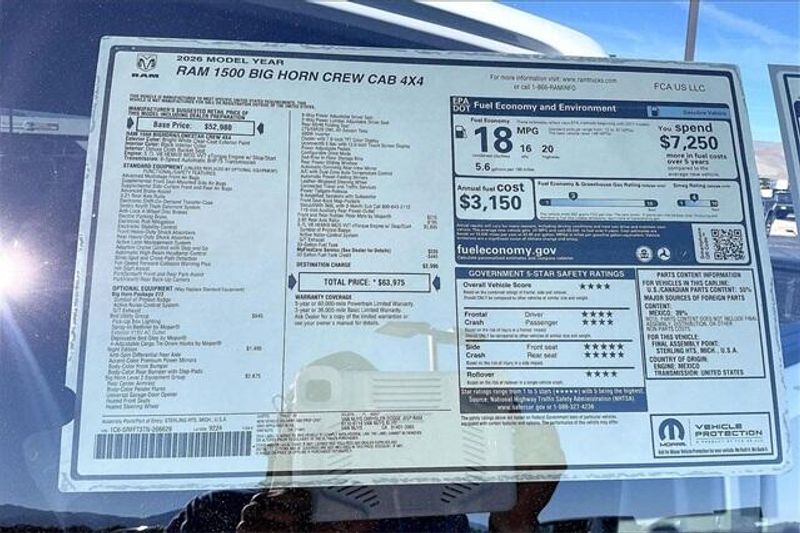 New 2026 RAM 1500 Big Horn Crew Cab 4x4 5