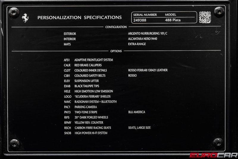 2020 Ferrari 488 Pista *HUGE CARBON INTERIOR OPTIONS * SUSPENSION LIFTER*Image 12