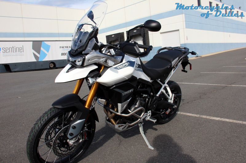 2023 Triumph Tiger 900 Rally Pro  in a Pure White exterior color. Motorcycles of Dulles 571.934.4450 motorcyclesofdulles.com 