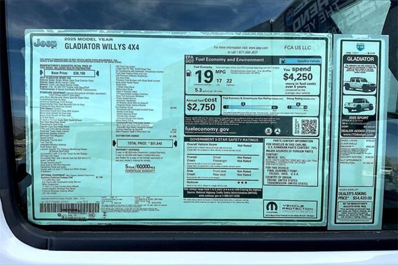 New 2025 Jeep Gladiator Willys 4x4Image 16