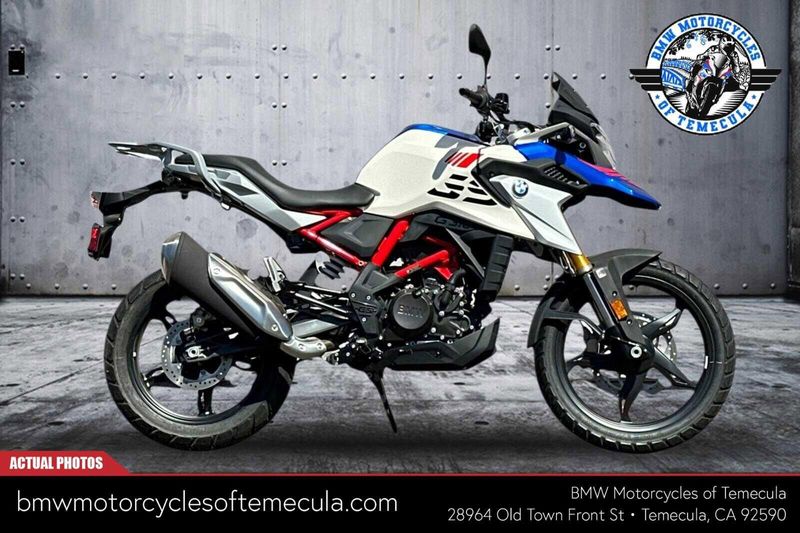 2024 BMW G 310 GS in a POLAR WHITE/RACING BLUE exterior color. BMW Motorcycles of Temecula – Southern California (951) 506-6903 bmwmotorcyclesoftemecula.com 