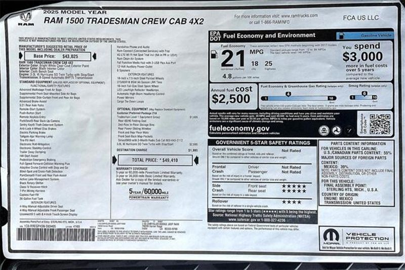 2025 RAM 1500 Tradesman Crew Cab 4x2 5