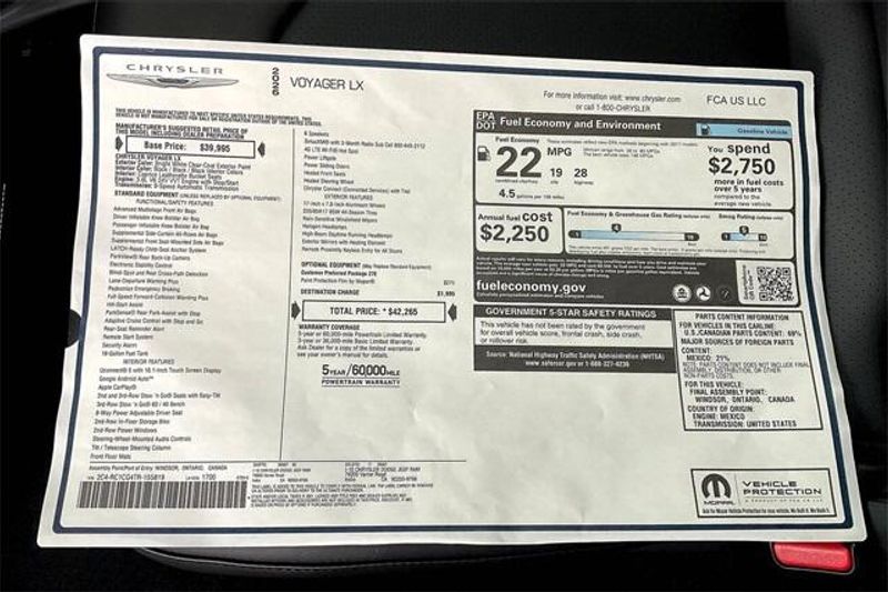 New 2026 Chrysler Voyager LxImage 16