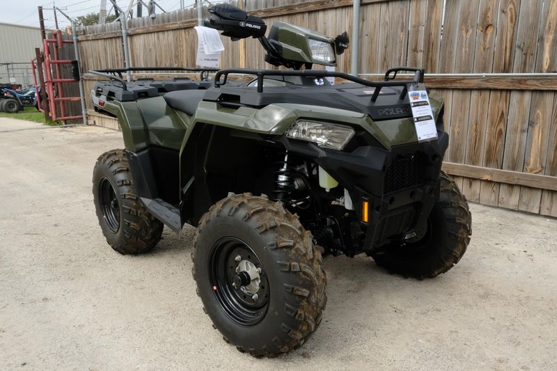 2025 POLARIS SPORTSMAN 450 HO EPS SAGE GREEN in a SAGE GREEN exterior color. Family PowerSports (877) 886-1997 familypowersports.com 