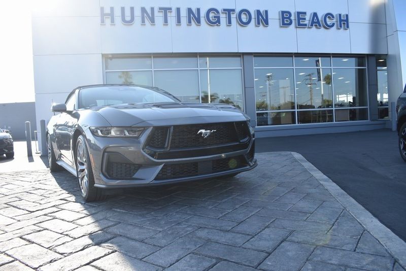 2024 Ford Mustang GT Premium in a Carbonized Gray Metallic exterior color and Black Onyxinterior. BEACH BLVD OF CARS beachblvdofcars.com 
