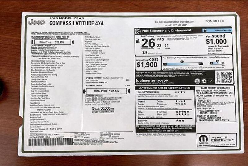 New 2026 Jeep Compass Latitude 4x4Image 16