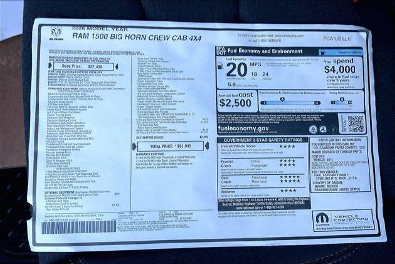 New 2026 RAM 1500 Big Horn Crew Cab 4x4 5